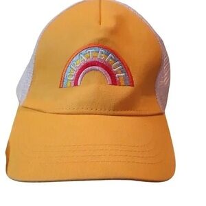 Vibrant Yellow Cap with Rainbow Design